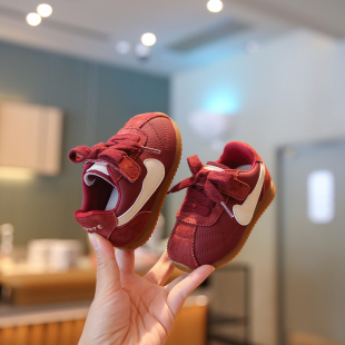 小步点婴儿鞋子女宝宝加绒棉鞋冬季软底男宝学步鞋板鞋儿童运动鞋