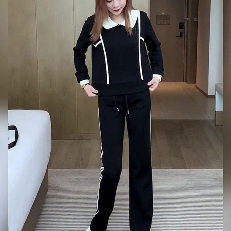休闲运动套装女2025秋冬季新款百搭时尚宽松卫衣直筒裤两件套潮,女装/女士精品,休闲运动套装,淘宝优惠券,粉丝福利购,淘宝优惠卷