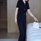 2025欧货气质显瘦阔腿裤 女夏季 两件套 休闲运动套装 轻奢高级感时尚