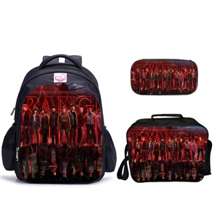 Stranger Things 怪奇物语书包餐包笔袋三件套男女学生耐磨出行包