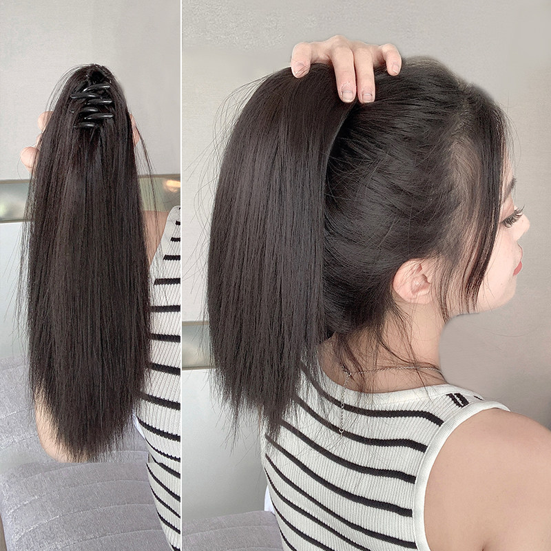 马尾假发女抓夹式仿真气质长直发可扎蓬松中短超轻高马尾瀑布辫子
