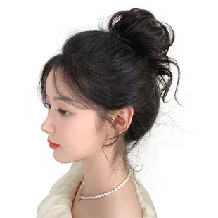 真发龙须丸子头假发发圈女后脑勺盘发懒人发包自然仿真花苞头神器