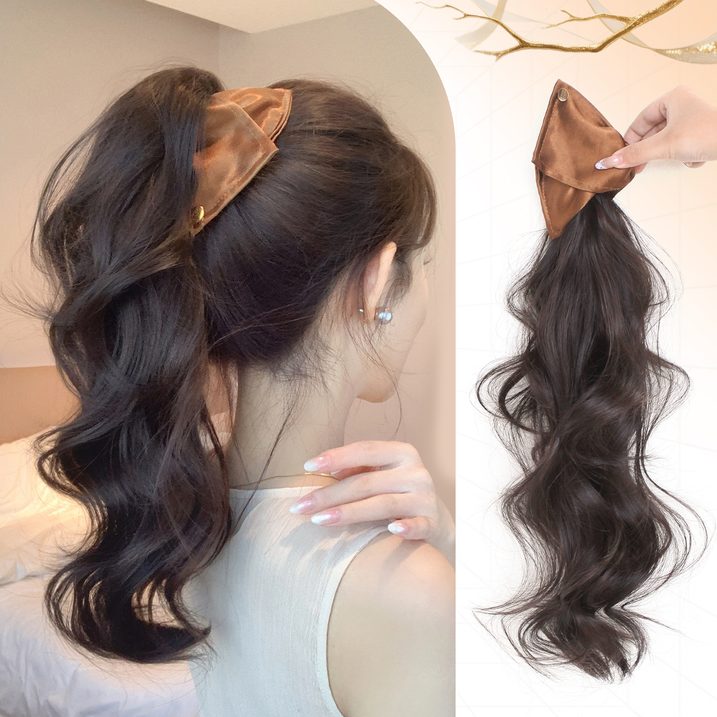 misssecret气质三角抓夹卷发马尾