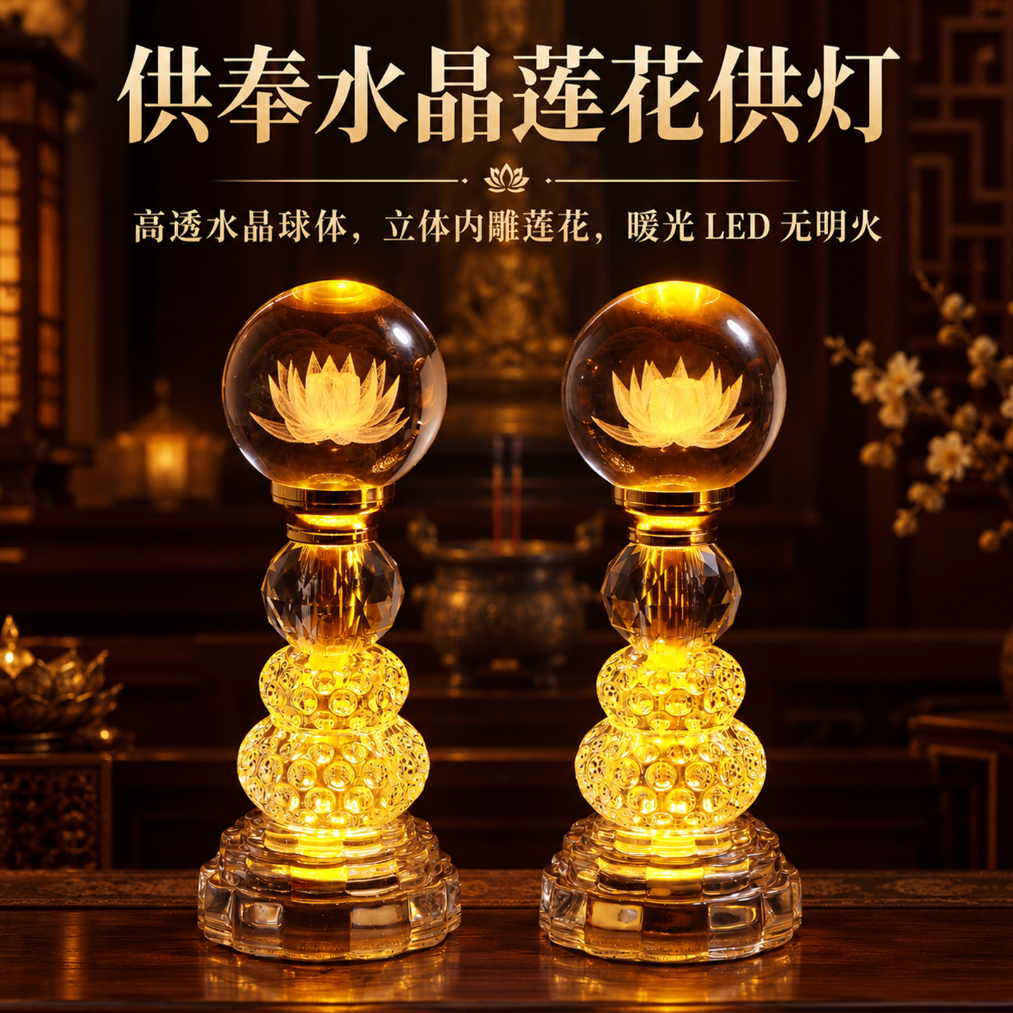 莲花灯佛前供佛灯佛堂供奉长明灯