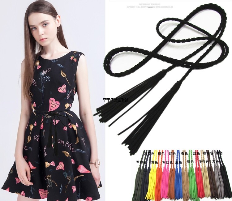 belt Rope black Chiffon Lace Dress summer decorate Lap Versatile tassels Waist chain Beltin the Accessories/Leather belt/Hat/Muffler , Belt/Leather belt/Yaolian  category - from Buy2taobao.com to provide professional Taobao agent buy service