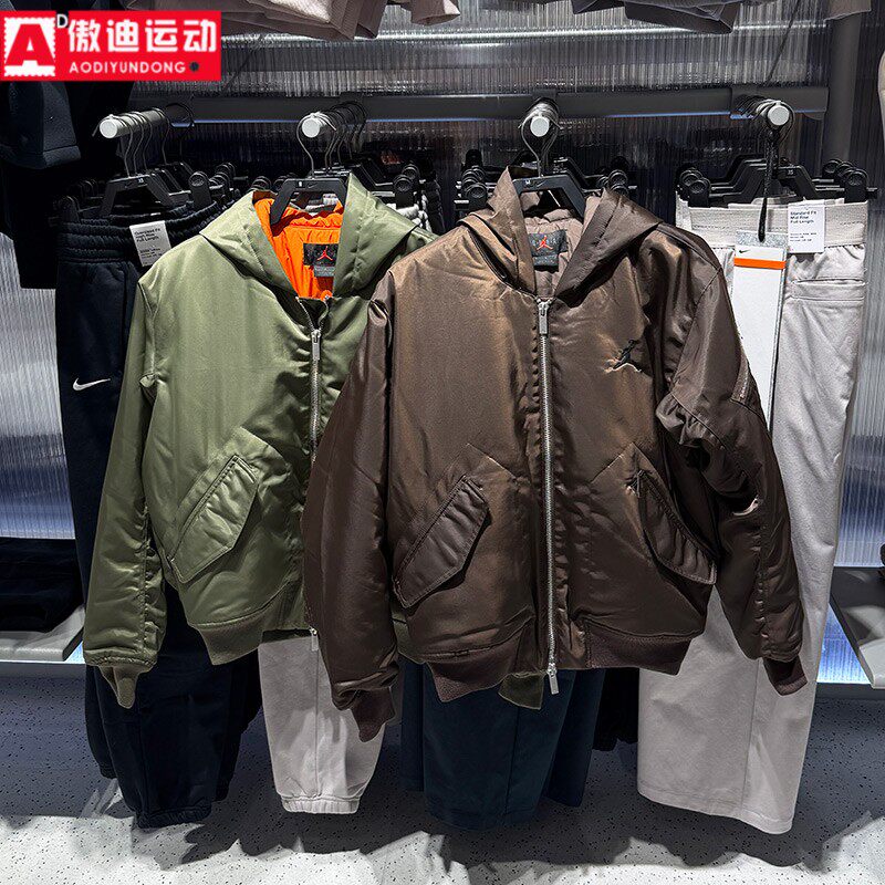 耐克男装2025冬季JORDAN经典梭织防风休闲连帽棉服外套HV0541-222
