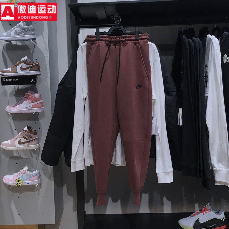 耐克保暖复古棕色卫裤小脚长裤