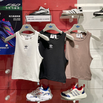 阿迪达斯三叶草女子2025夏季新款速干透气休闲T恤运动背心 JC9007