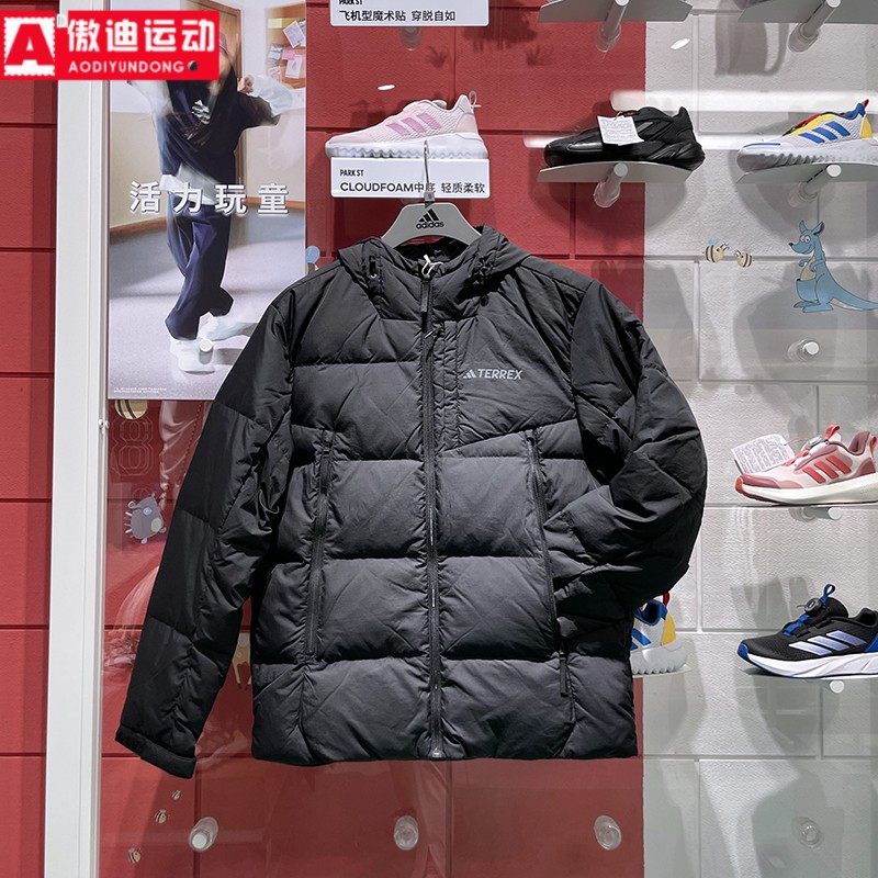 阿迪达斯保暖鹅绒运动连帽羽绒服图片
