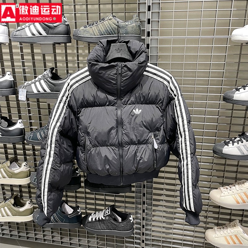 阿迪达斯三叶草女装棉服2025冬保暖短款宽松运动面包服外套JX2970