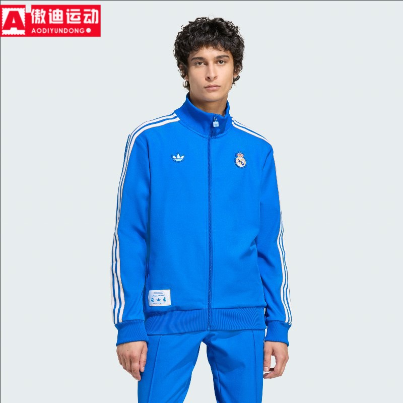 阿迪达斯三叶草男子2025秋季新款足球文化休闲夹克长袖外套JN3058