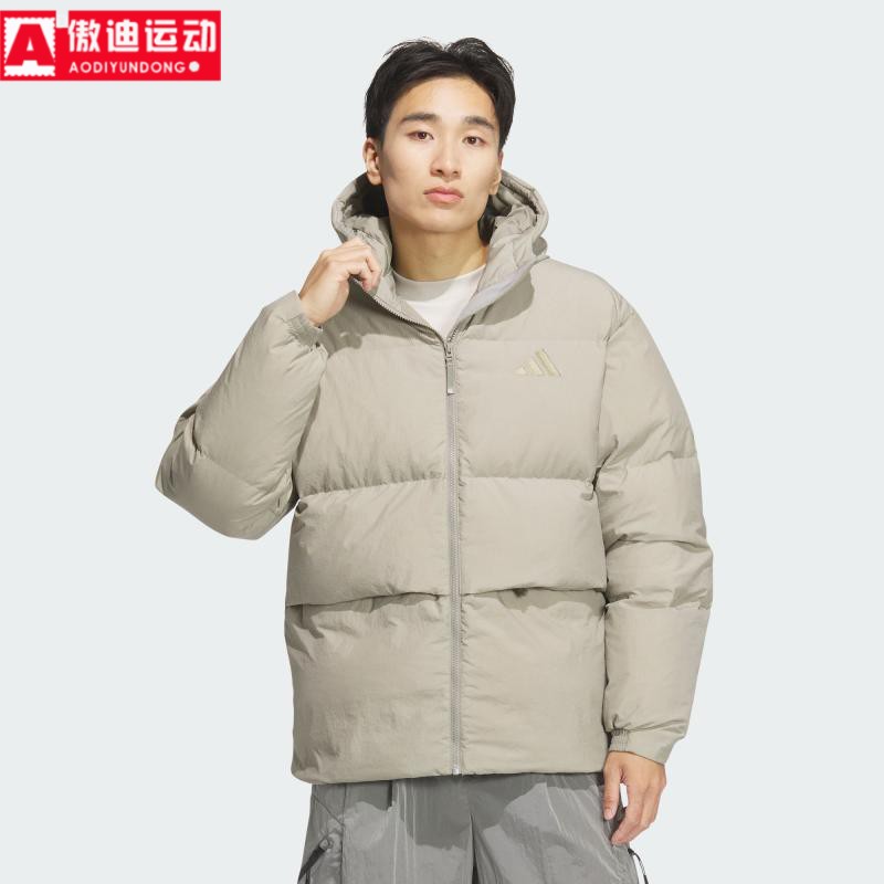阿迪达斯男装2024冬季新款保暖鸭绒羽绒服运动休闲连帽外套JM4625