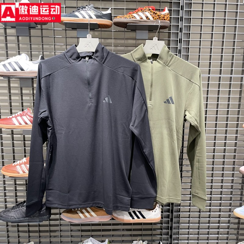 阿迪达斯男装2025冬舒适保暖华夫格运动休闲套头衫 KB5210 KB5211