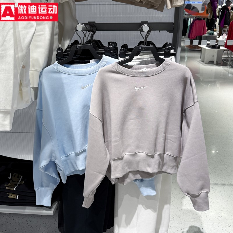 耐克卫衣女装2025冬季Oversize 风加绒保暖圆领运动衫 DQ5762-009