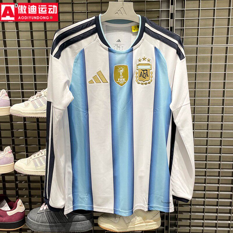 阿迪达斯男装2026夏世界杯梅西同款足球运动休闲长袖T恤 KA8126