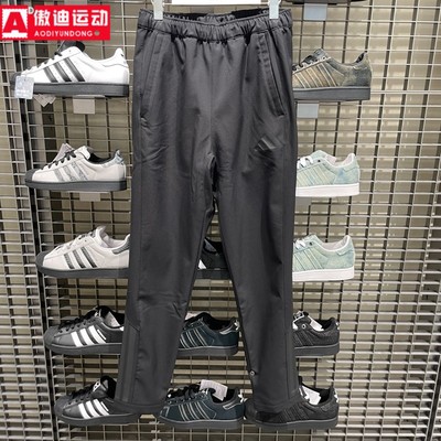 阿迪达斯男裤2025冬季新款梭织舒适薄绒保暖裤休闲运动长裤KA1301