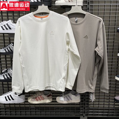 阿迪达斯男装卫衣2026春新款华夫格圆领运动舒适宽松套头衫KR2541