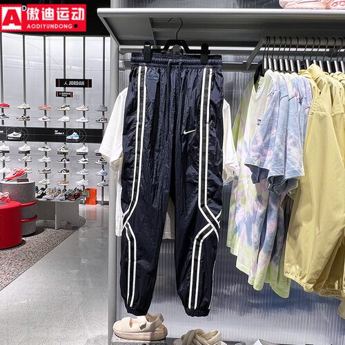 Nike耐克男裤2025夏新款刺绣运动休闲梭织篮球束脚长裤IB9969-475