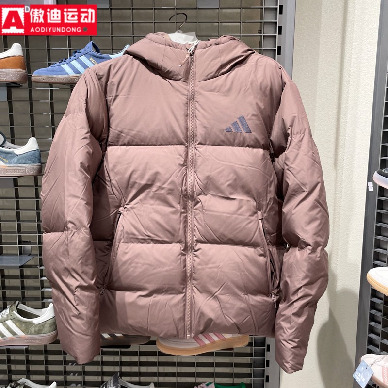 阿迪达斯羽绒服男装2025冬新款防寒拒水保暖连帽面包服外套KC5945