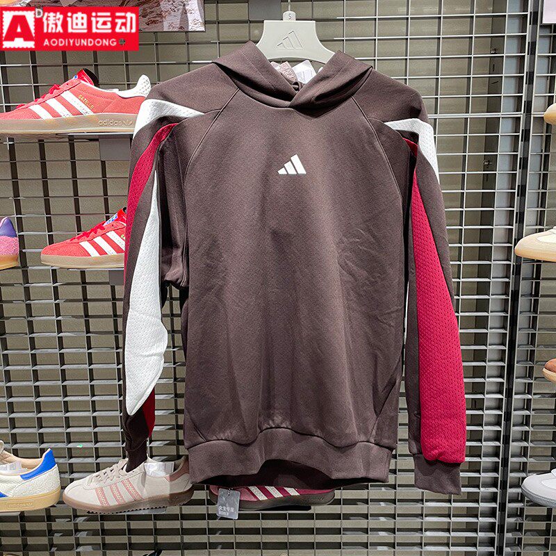 阿迪达斯男装套头衫2026春季新款篮球撞色双面针织运动卫衣KT0619