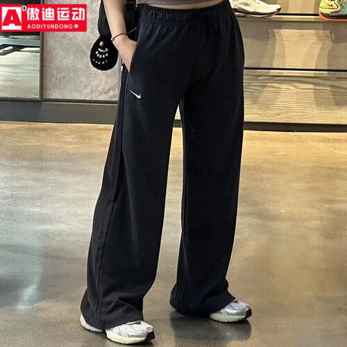 耐克女裤2025秋新款针织宽松阔腿裤运动裤休闲直筒长裤II1870-032