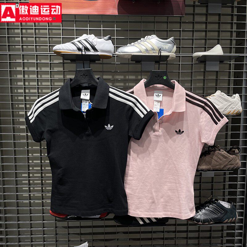 阿迪达斯三叶草女装2026夏纯棉修身翻领POLO衫短袖 KD3699 KD7974