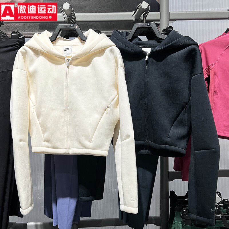 NIKE耐克女装外套2025冬宽松针织短款连帽运动休闲夹克HV2077-110