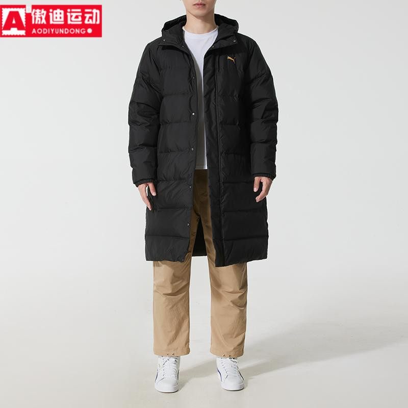 彪马羽绒服男款2025冬防风轻盈保暖中长款运动连帽外套 692851-01
