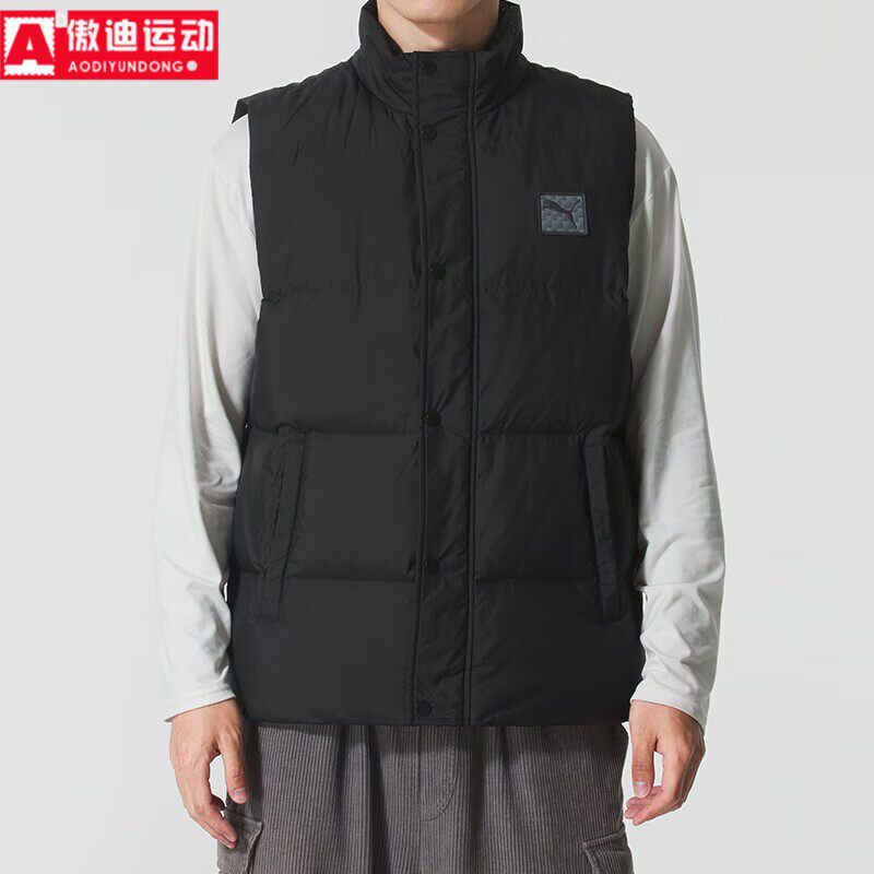 彪马男装羽绒背心2025冬新款户外轻盈保暖休闲运动马甲 635755-01