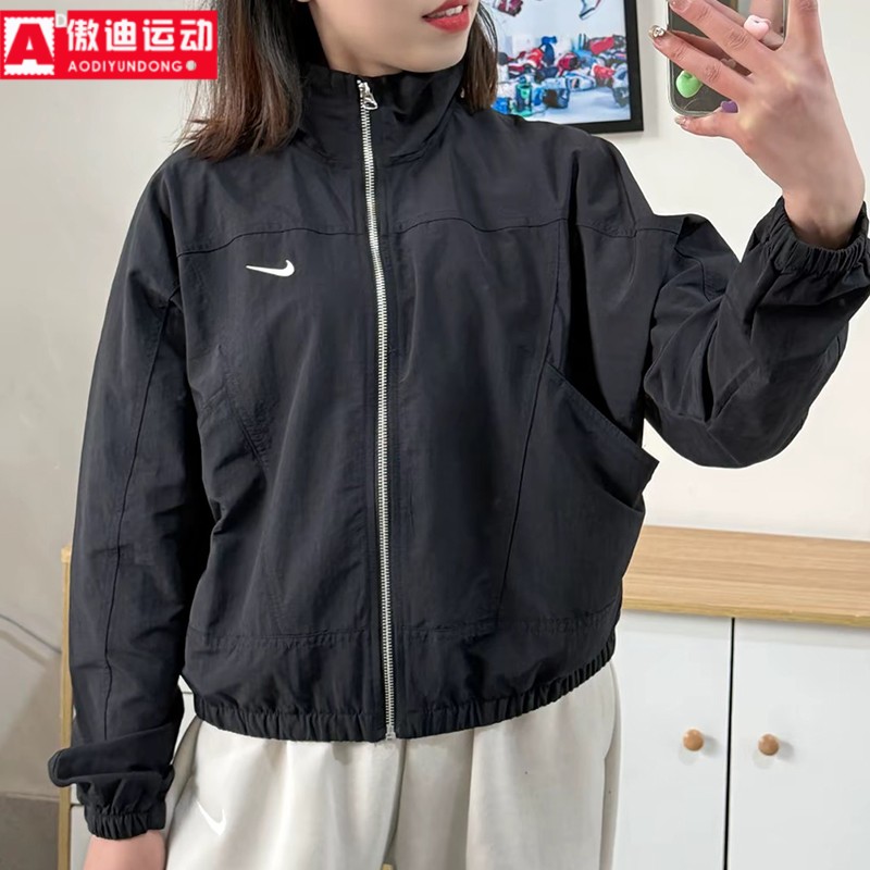 耐克夹克女2025春季新款休闲百搭梭织立领上衣运动外套HJ1000-010