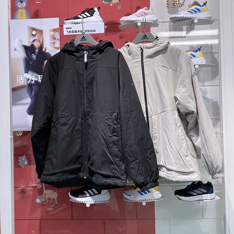 阿迪达斯保暖棉服运动连帽棉衣图片
