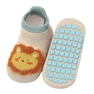 儿童防滑地板袜秋冬棉袜婴儿袜子冬季女宝宝室内加厚学步袜套男童