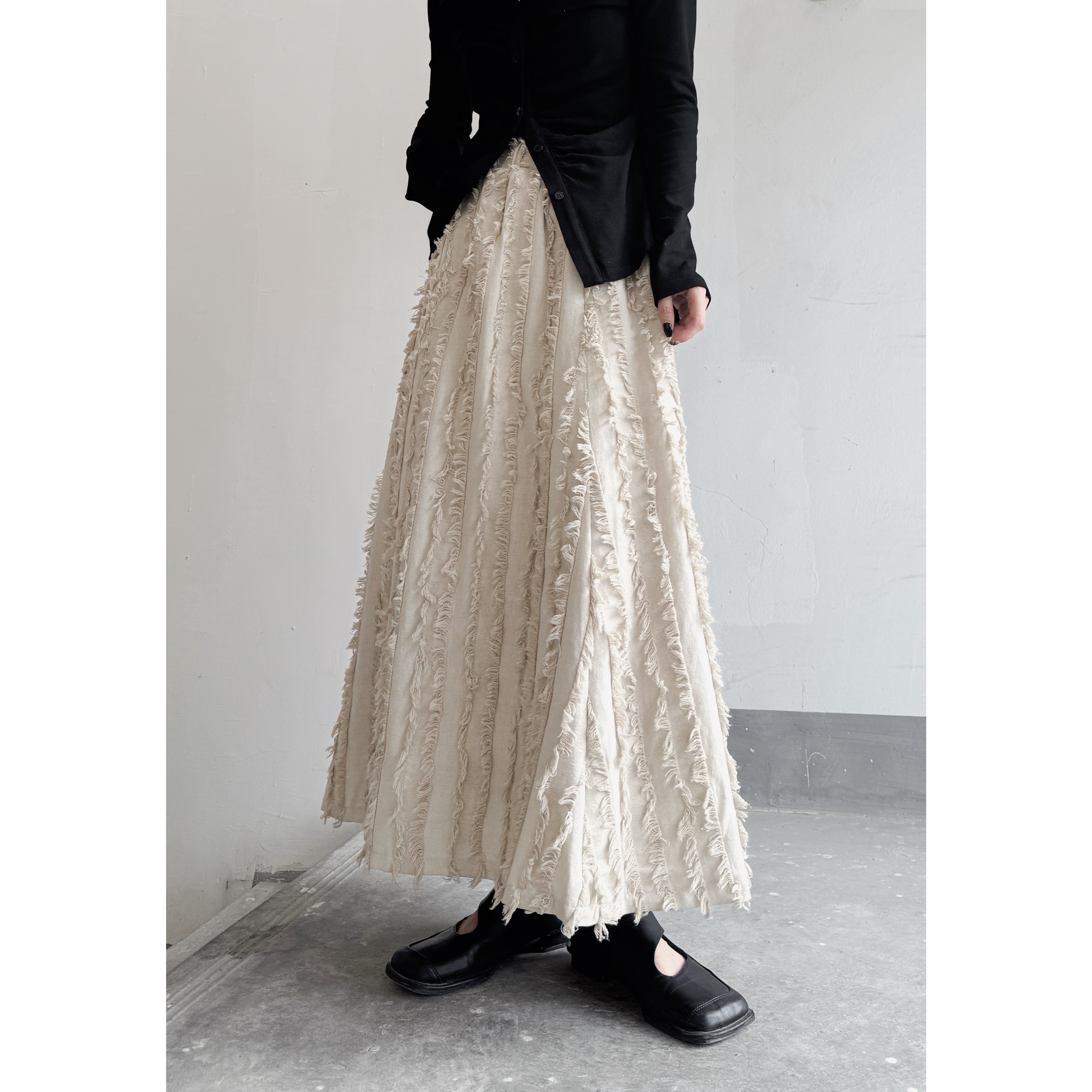 小众设计感毛须边半身裙