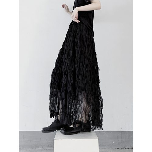 浮木兮/仙气水波纹蓬蓬纱裙暗黑公主裙春夏梦幻半身裙长裙女