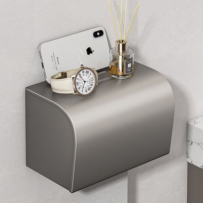 防水纸巾盒手纸盒壁挂式卫生间厕所厕纸架太空铝免打孔卫生纸卷纸