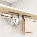 浴室柜下毛巾架免打孔小型卫生间毛巾杆挂钩太空铝干区挂毛巾神器