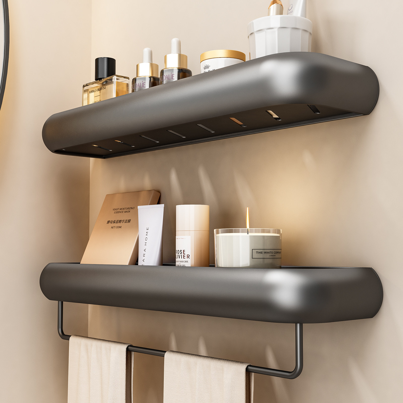 浴室置物架壁挂式洗手间墙上厕所免打孔卫生间洗漱台洗手台收纳架