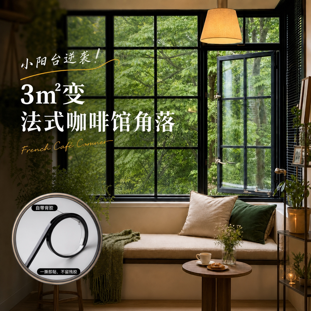 pvc平板线条自粘窗户玻璃边框装饰条法式格子窗改造贴条diy田园风