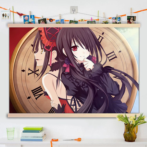 时崎狂三挂画实木二次元海报动漫约会大作战周边学生宿舍装饰定制