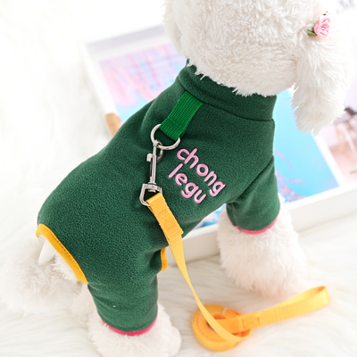 宠物泰迪比熊小狗狗衣服春秋冬装睡衣打底四脚连体裤可牵引家居服