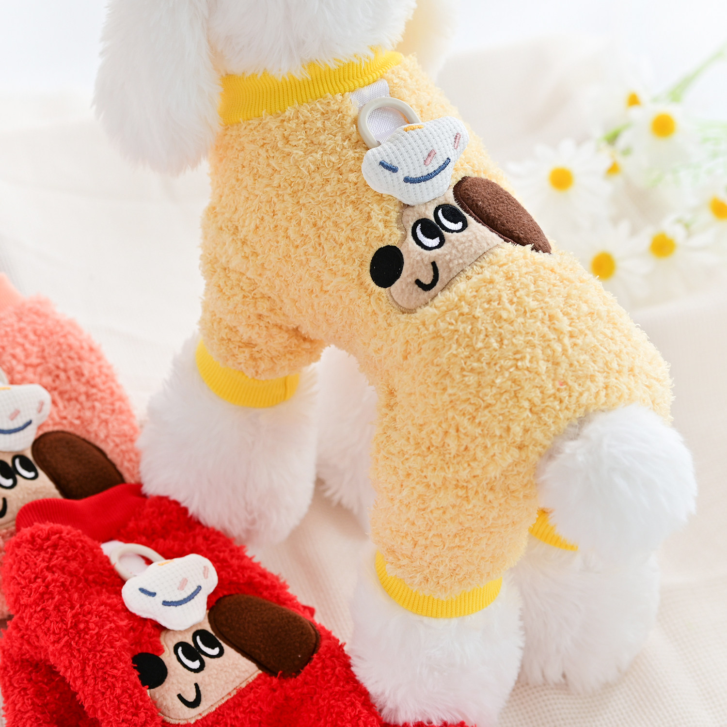 可爱宠物狗狗衣服秋冬季小型泰迪比熊幼犬四脚加厚保暖绒衣可牵引