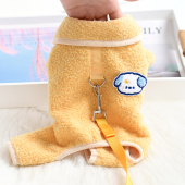 宠物小型犬狗狗衣服秋冬装 加厚保暖泰迪比熊四脚加绒衣可牵引棉衣