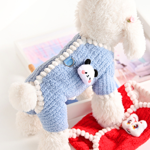 背扣宠物狗狗衣服冬天小型犬泰迪比熊四脚过年喜庆可牵引棉衣保暖