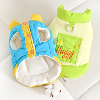 宠物狗狗衣服秋冬装背心小型犬泰迪比熊博美加厚加绒保暖牵引棉衣