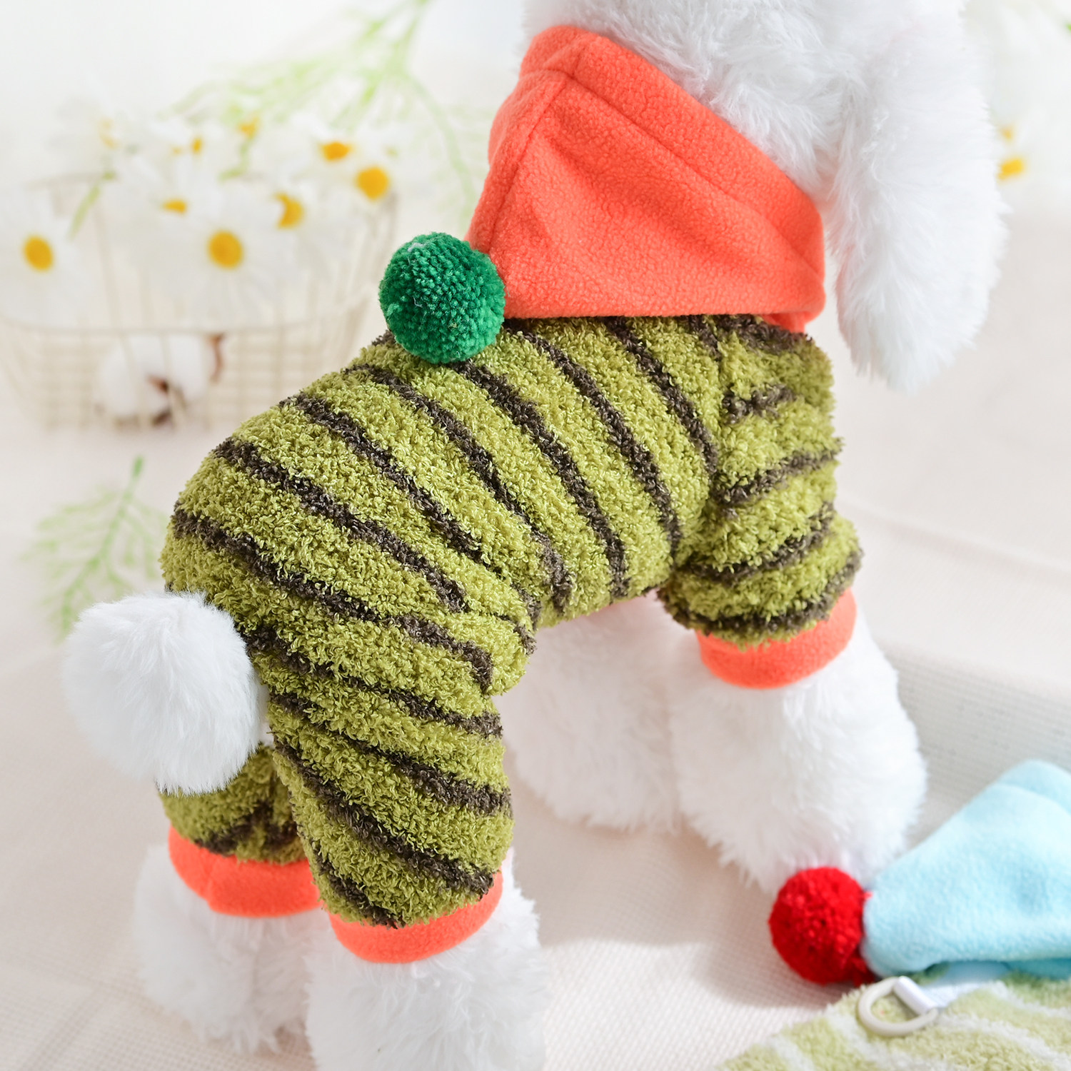 可爱宠物比熊泰迪博美小型犬狗狗冬天衣服保暖连帽四脚绒衣春秋装