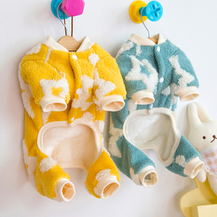 加厚加绒宠物小狗狗衣服秋冬天保暖吉娃娃泰迪比熊带牵引绳四脚衣