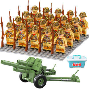 适用于乐高积木二战八路军小人解放运兵卡车红军人仔拼装男孩玩具
