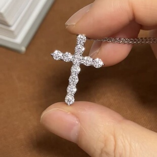 【原版限时价】BM同款大号十字架纯银项链镶嵌满钻配饰爆闪锆石