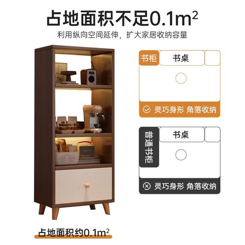 精选电视柜e旁书架落地置物架家用简易书柜带柜门客厅窄柜立柜收