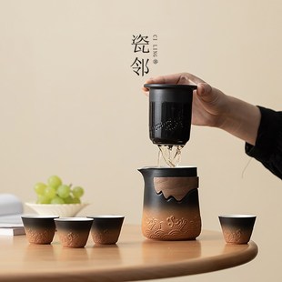 优选沧海泡茶壶家用陶瓷创意茶水分离飘N逸杯功夫茶具防烫单壶